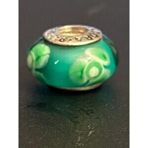 Pandora Green Murano Glass Floral Charm 925 ALE Sterling
